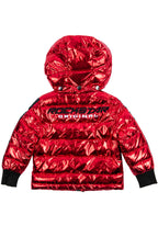 Kids Metallic Red Alasia Puffer Jacket