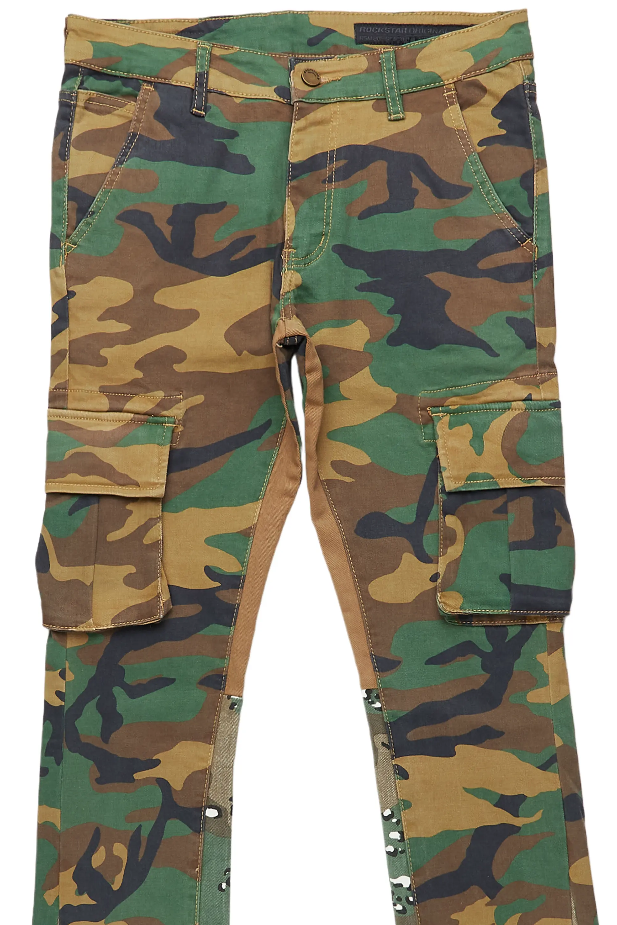 Kirrem Faded Camo Stacked Flare Jean