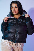 Rose Black Puffer Jacket