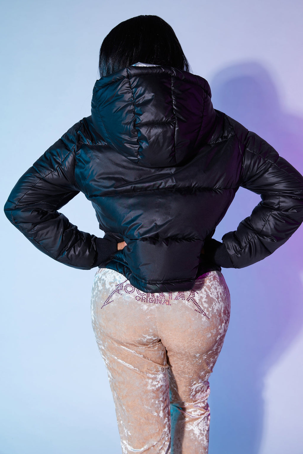 Rose Black Puffer Jacket