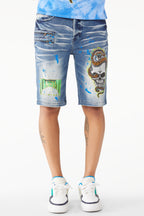 Lando Printed Short- Dark Wash