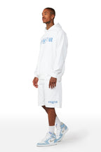 Octavio White Hoodie Short Set