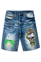 Lando Printed Short- Dark Wash