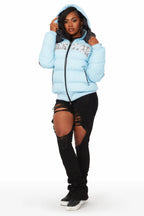 Latoya Baby Blue Oversized Puffer Jacket