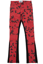 Lester Red Stacked Flare Jean