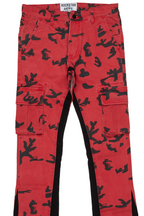 Lester Red Stacked Flare Jean