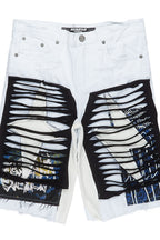 Luk White Patchwork Denim Short