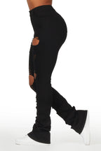 Takasia Black Distressed Super Stacked Jean