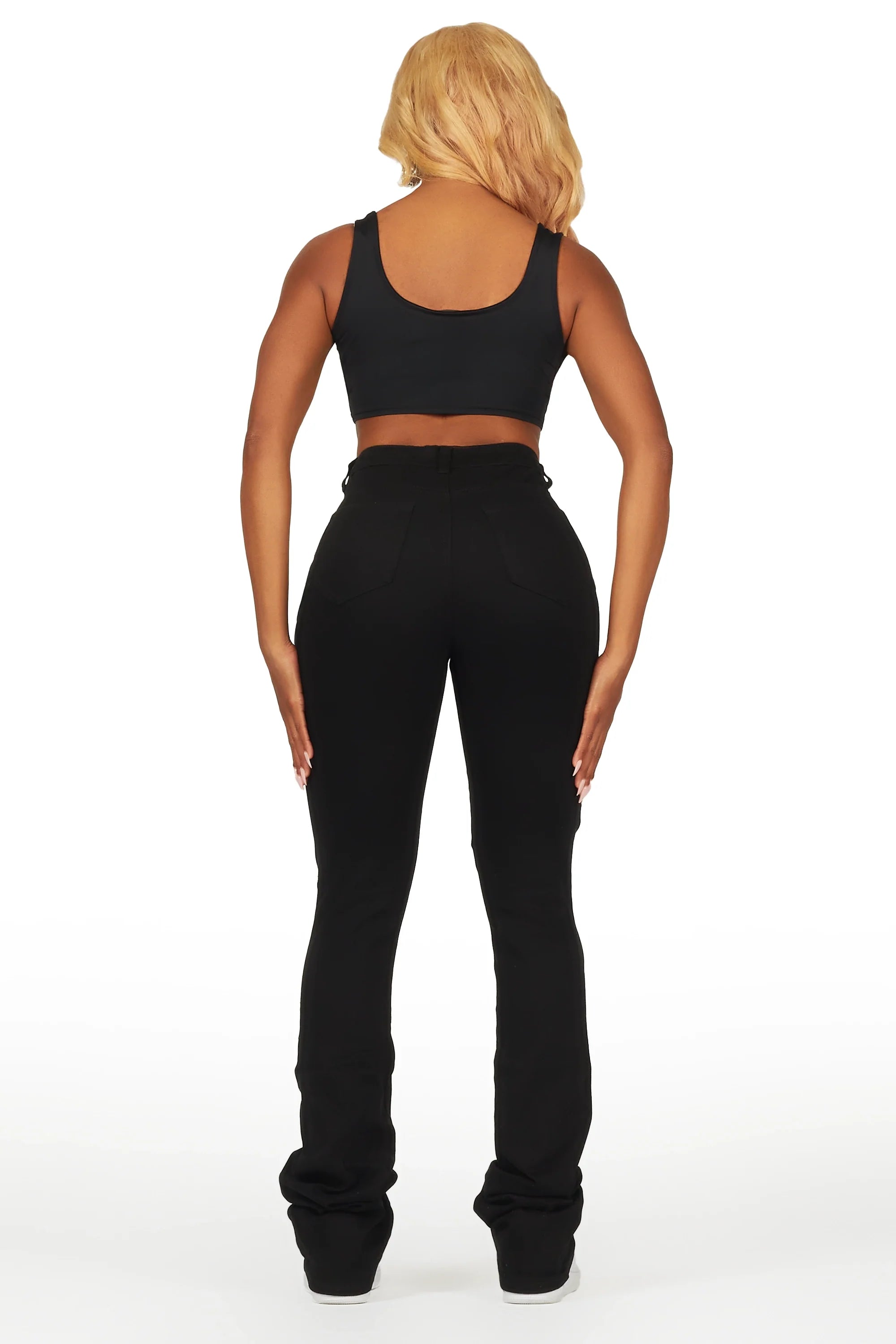 Takasia Black Distressed Super Stacked Jean