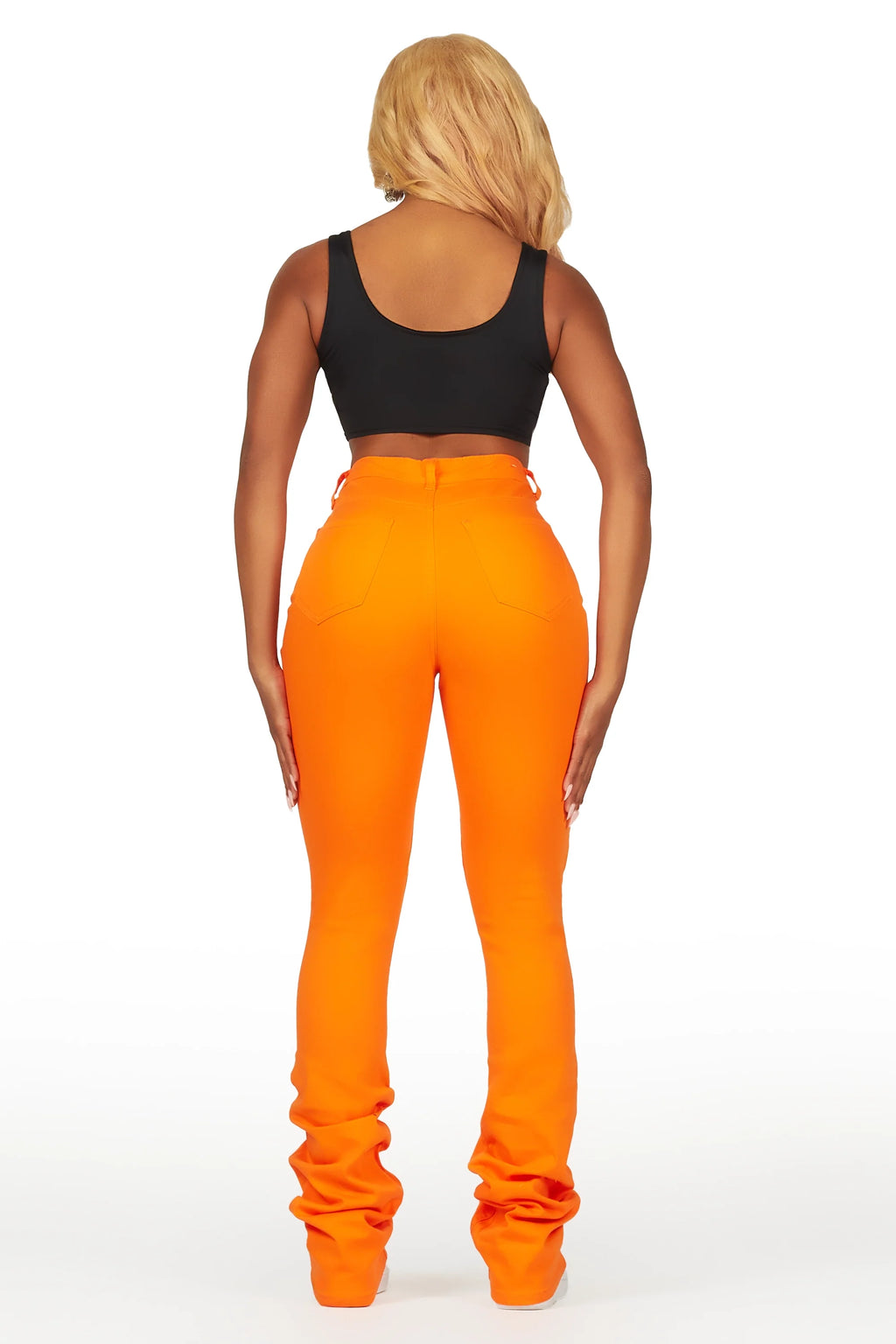 Takasia Orange Distressed Super Stacked Jean
