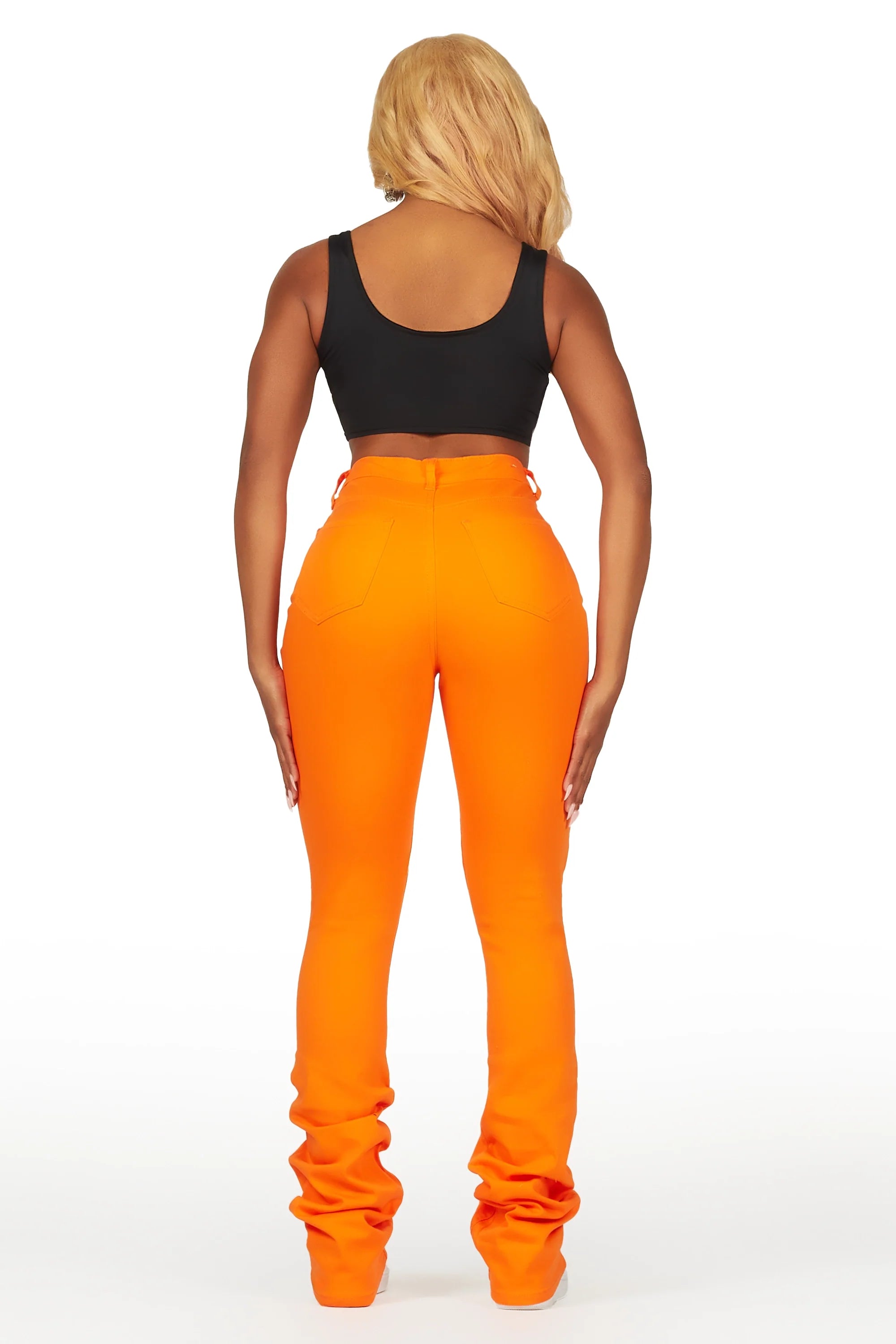 Takasia Orange Distressed Super Stacked Jean