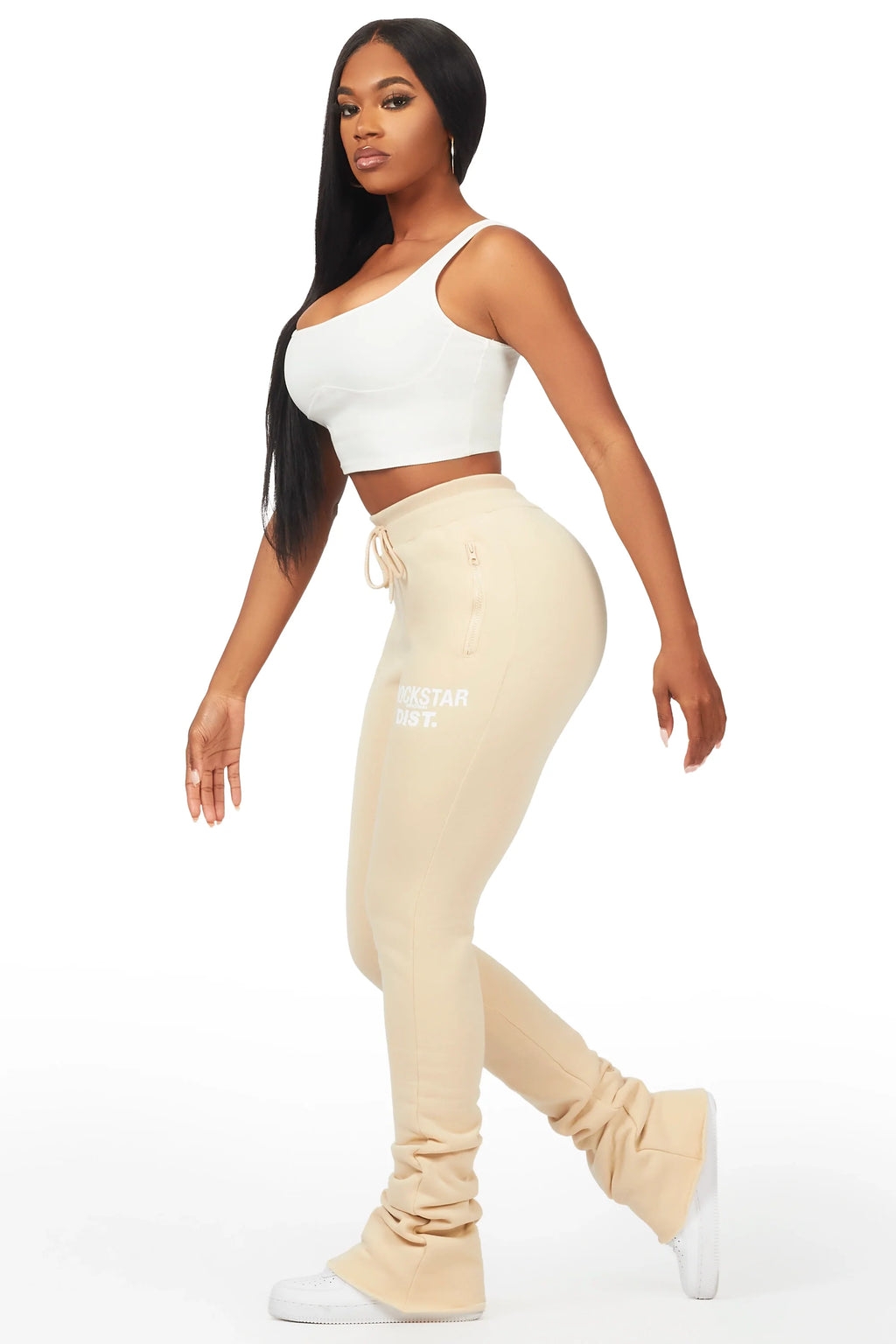 Juliana Beige Super Stacked Track Pant