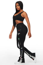 Karenthia Black Stacked Track Pant