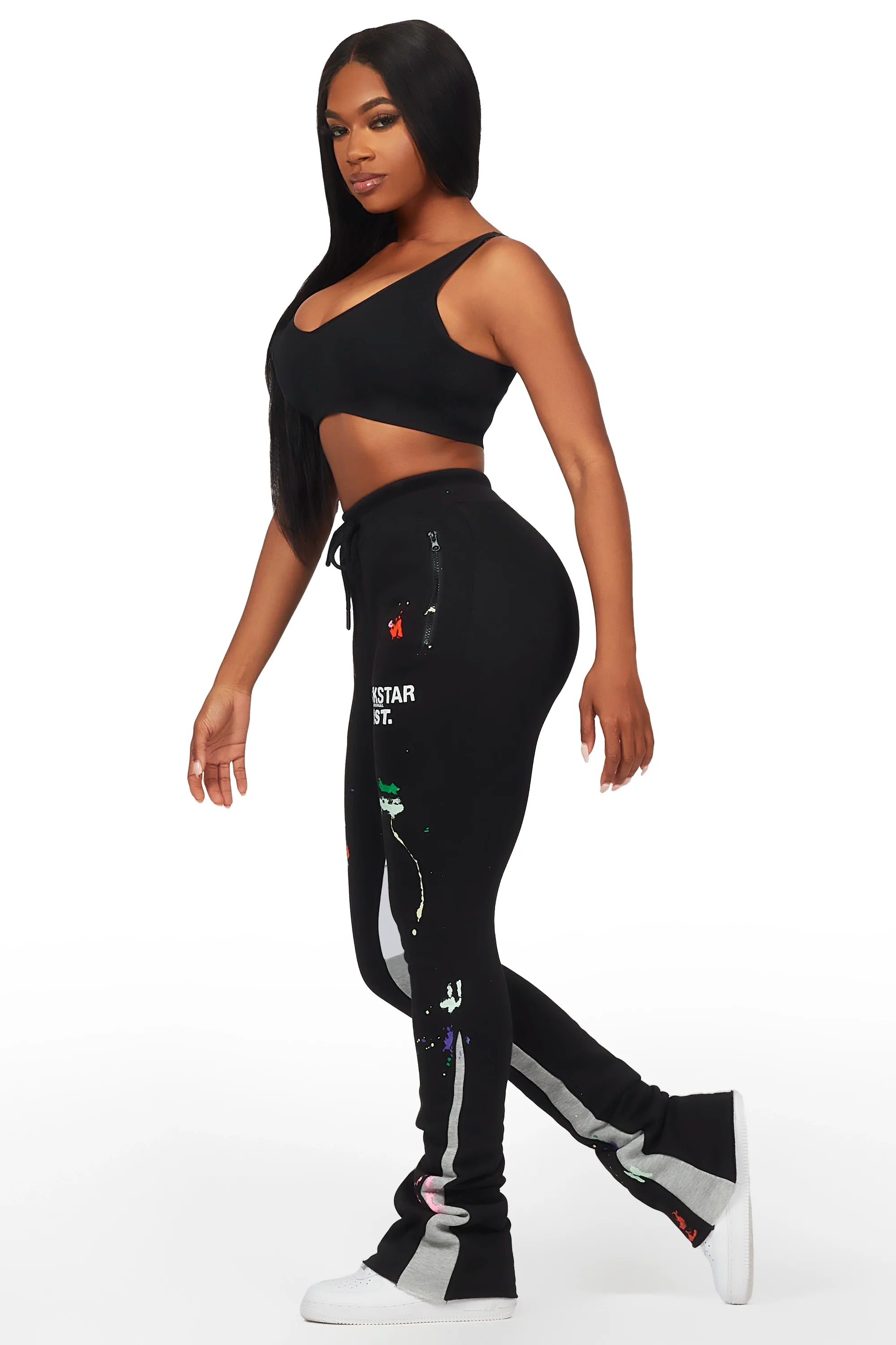 Karenthia Black Stacked Track Pant