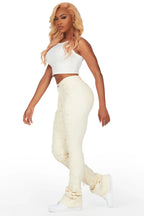 Shareya Beige Stacked Flare Jean