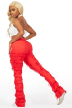 Kristen Red Painted Stacked Jean