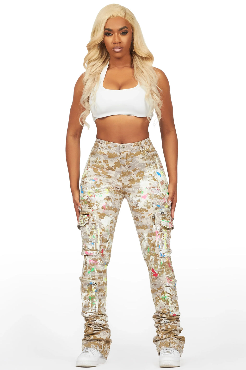 Amayia Digital Camo Painted Super Stacked Jean
