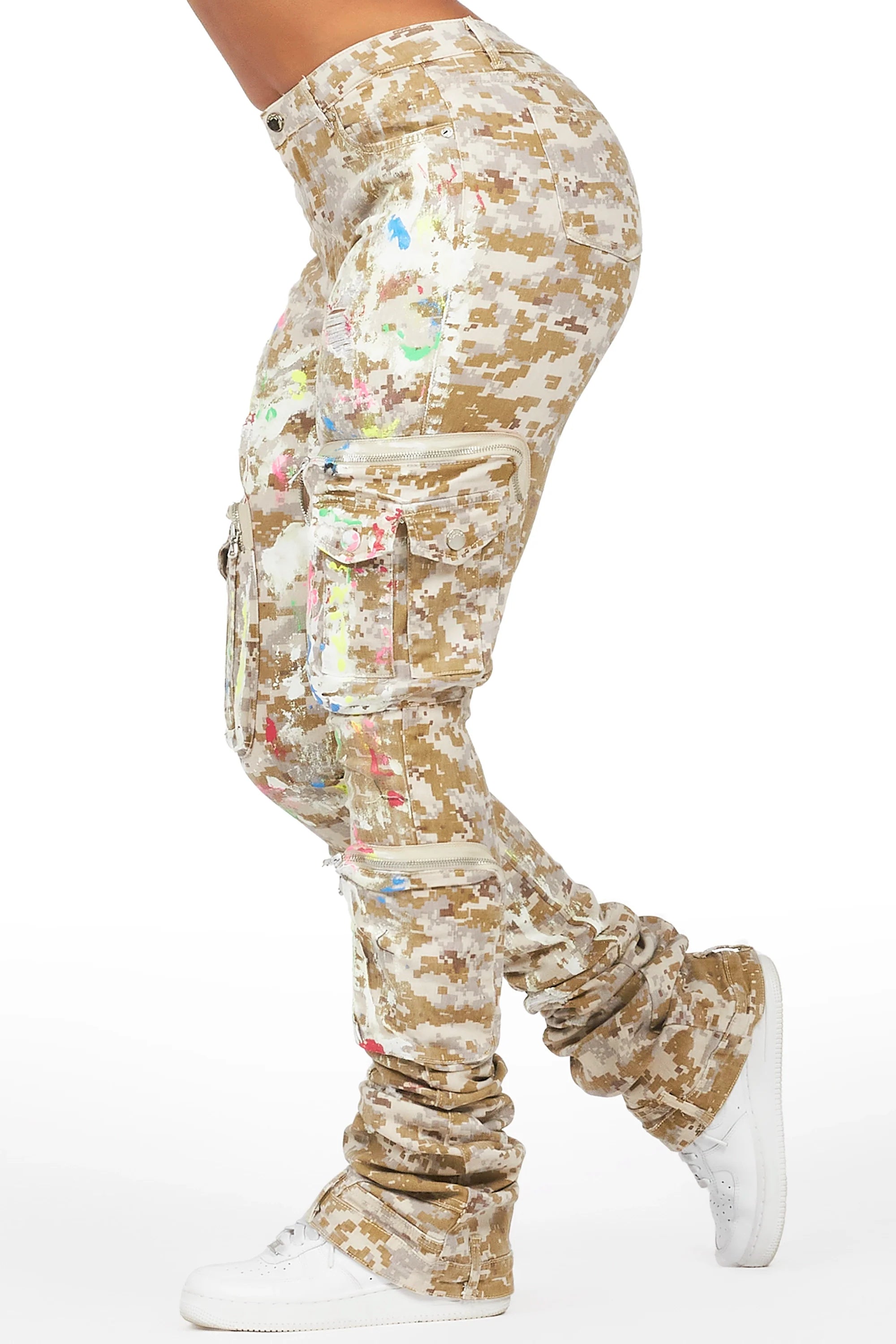 Amayia Digital Camo Painted Super Stacked Jean