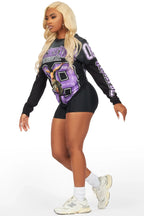 Tariqa Black/Purple Double Layer Graphic T-Shirt