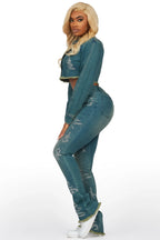 Chrystina Tinted Dark Wash Denim Set