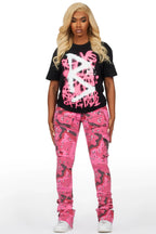 Maliyah Black/Pink T-Shirt & Jean Set