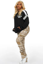 Tameeka Black/Camo Hoodie & Jean Set