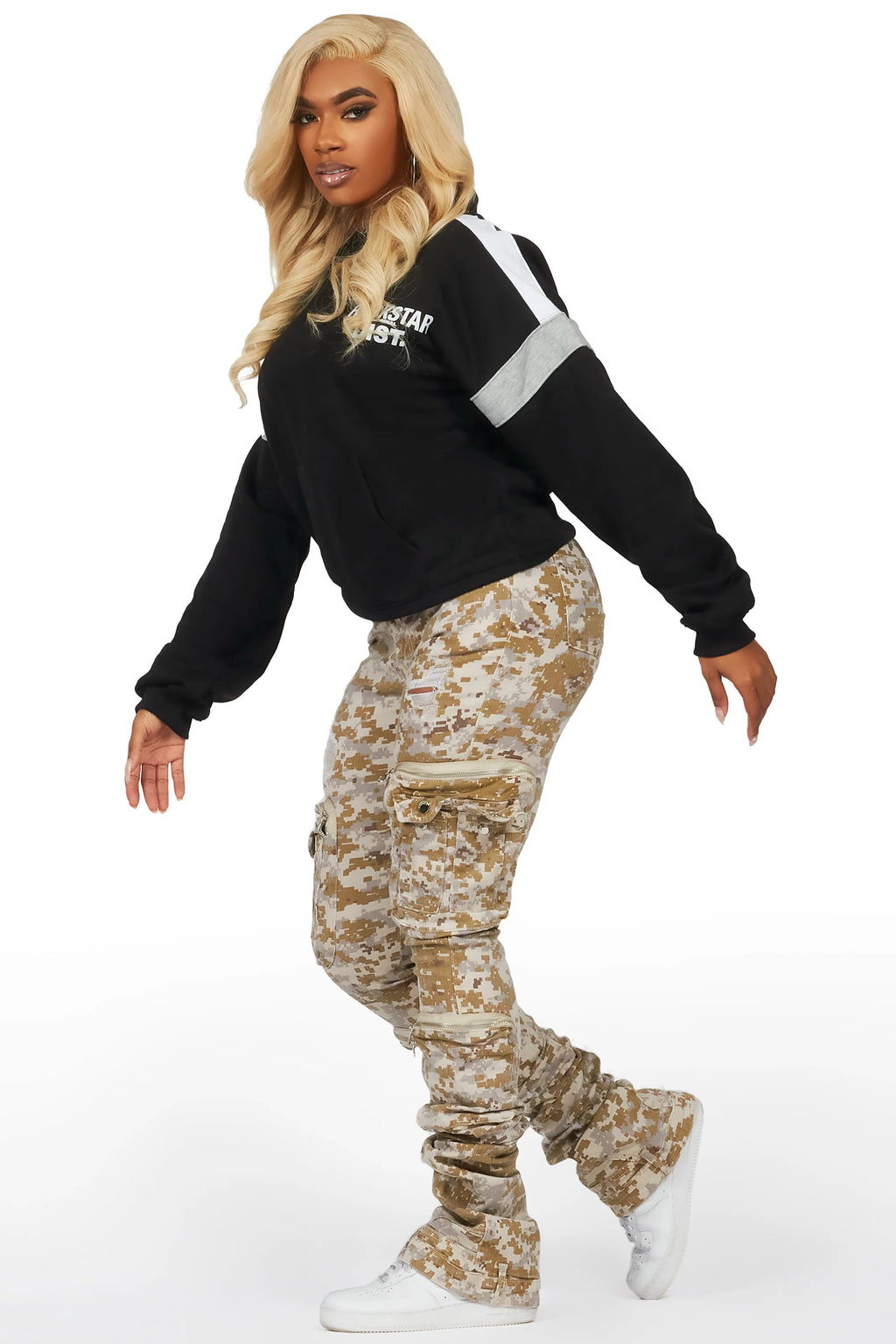 Tameeka Black/Camo Hoodie & Jean Set