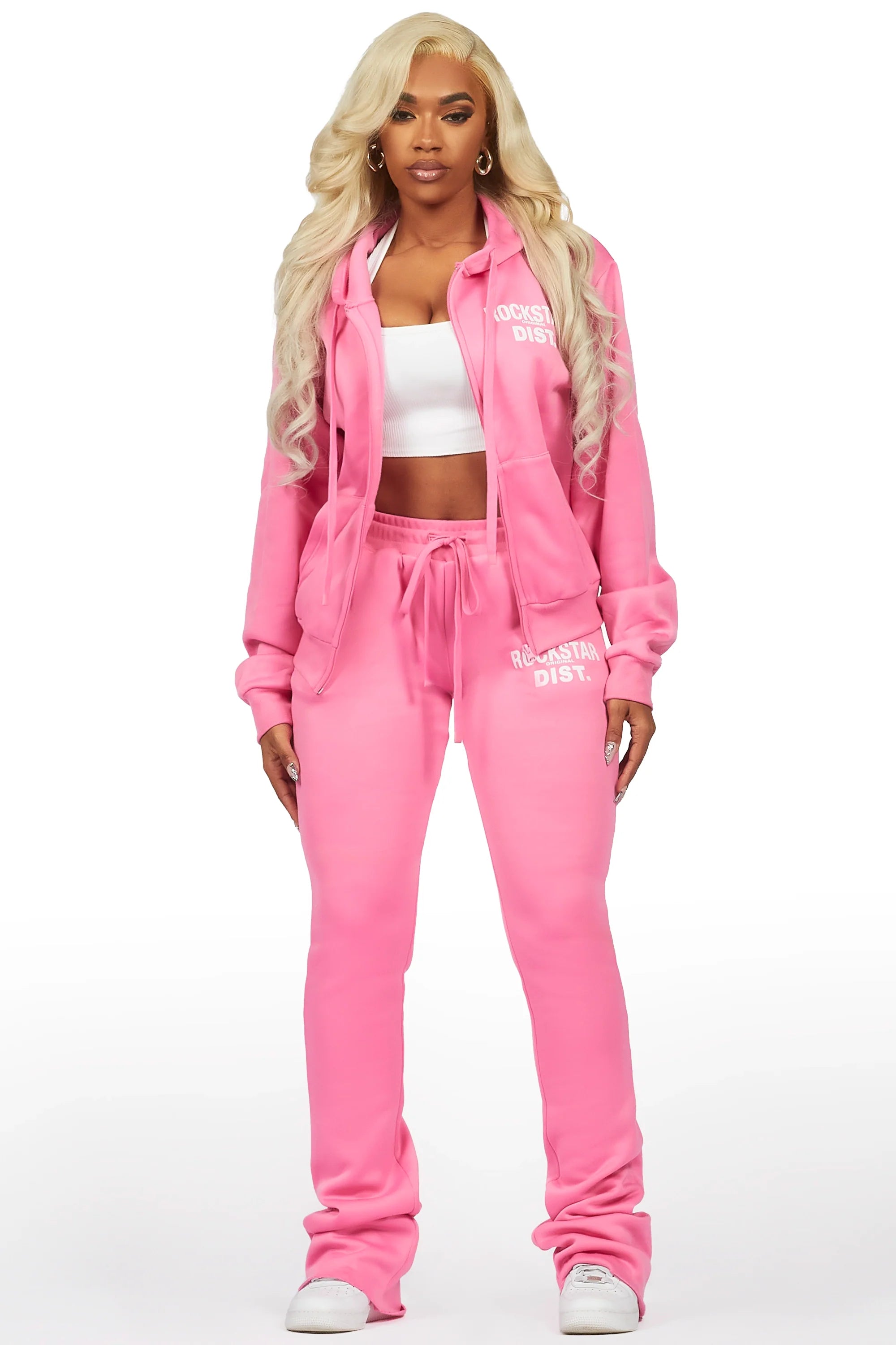 Kija Pink/White Zip Up Super Stacked Trackset