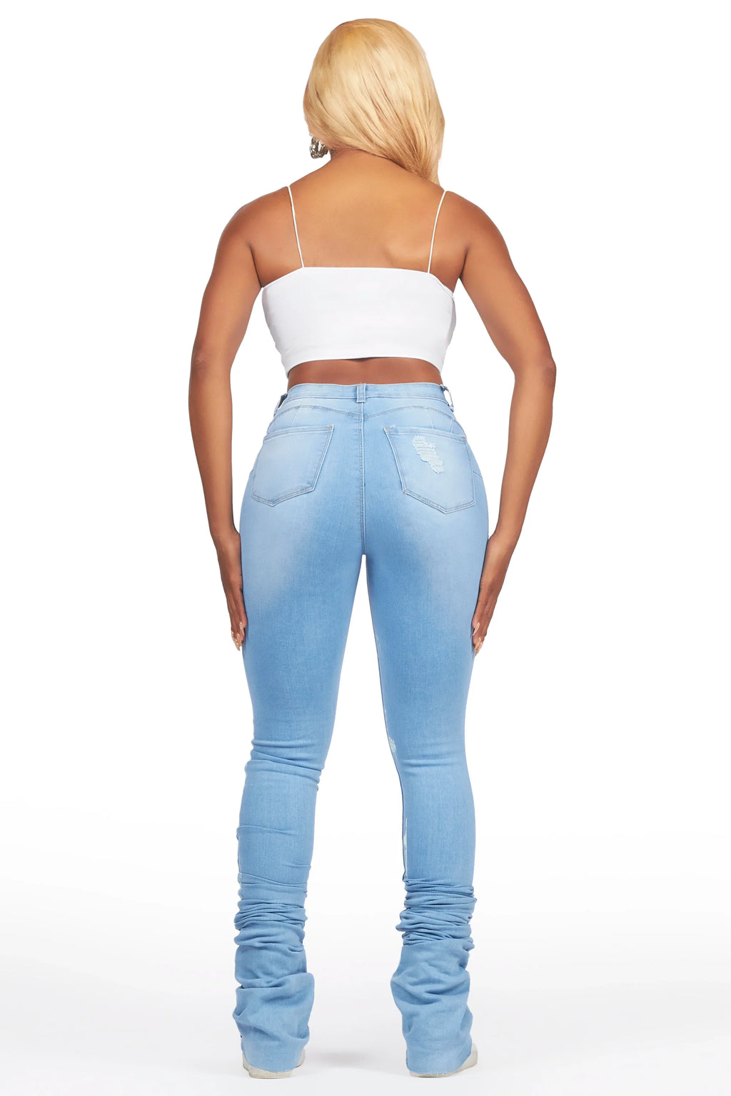 Savaughn Light Wash Painted Super Stacked Jean