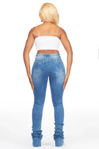 Tasheika Med. Wash Painted Super Stacked Jean