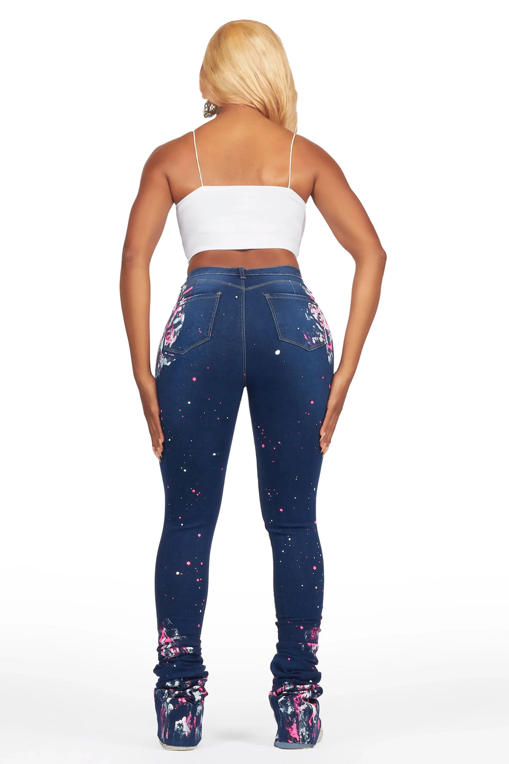 Lovie Dark Wash Painted Super Stacked Jean