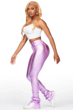 The Drama Metallic Purple PU Super Stacked Pant