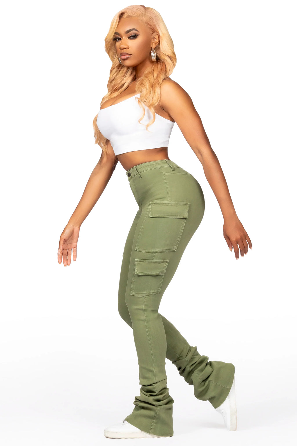 Vixen Olive Cargo Super Stacked Jean