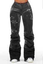 Karan Black Wash Baggy Stacked Jean