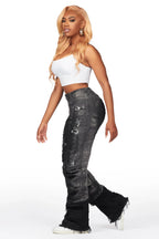 Karan Black Wash Baggy Stacked Jean