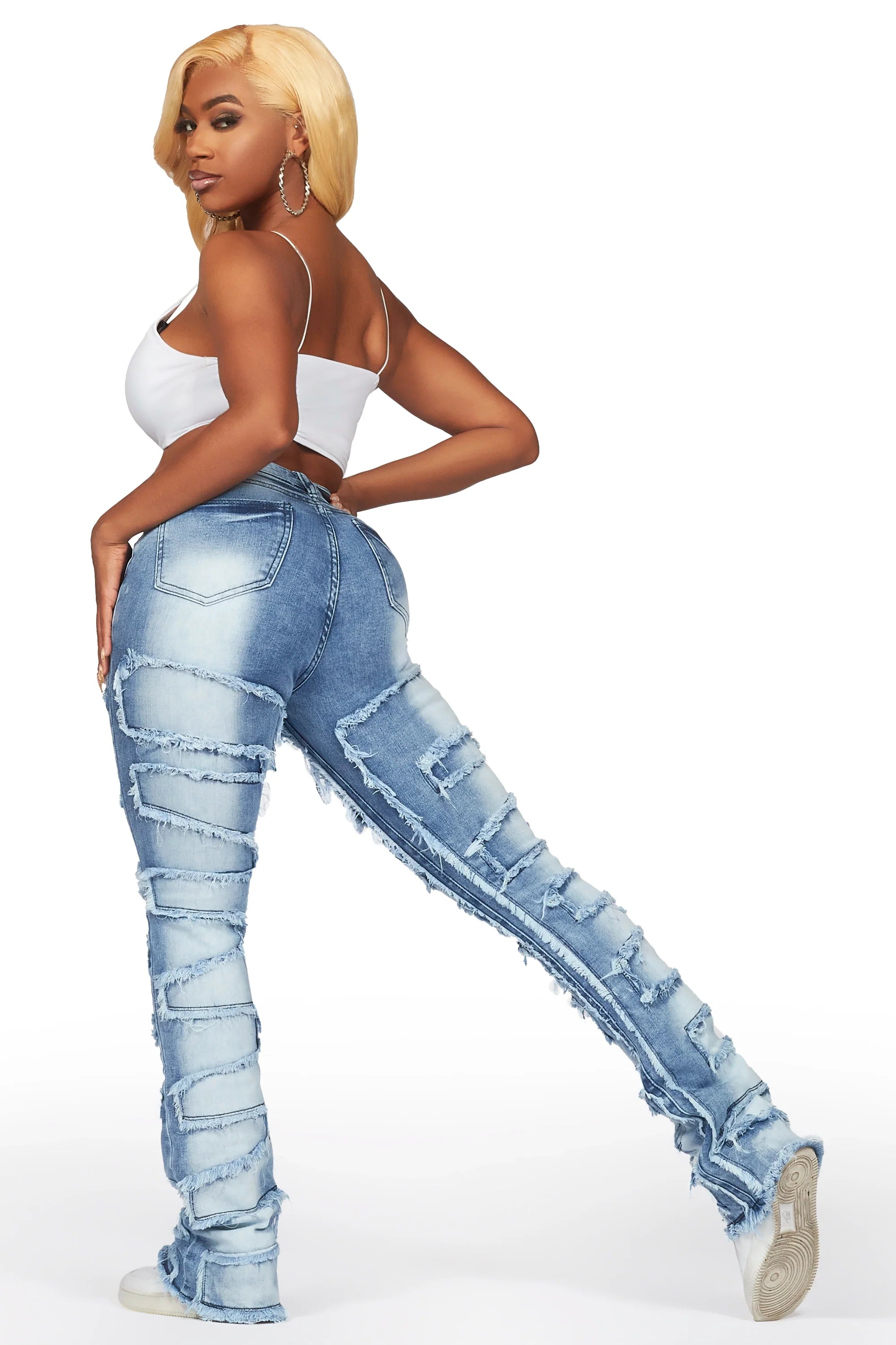 Zariyah Med. Wash Stacked Flare Jean