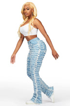 Melany Light Wash Stacked Flared Jean