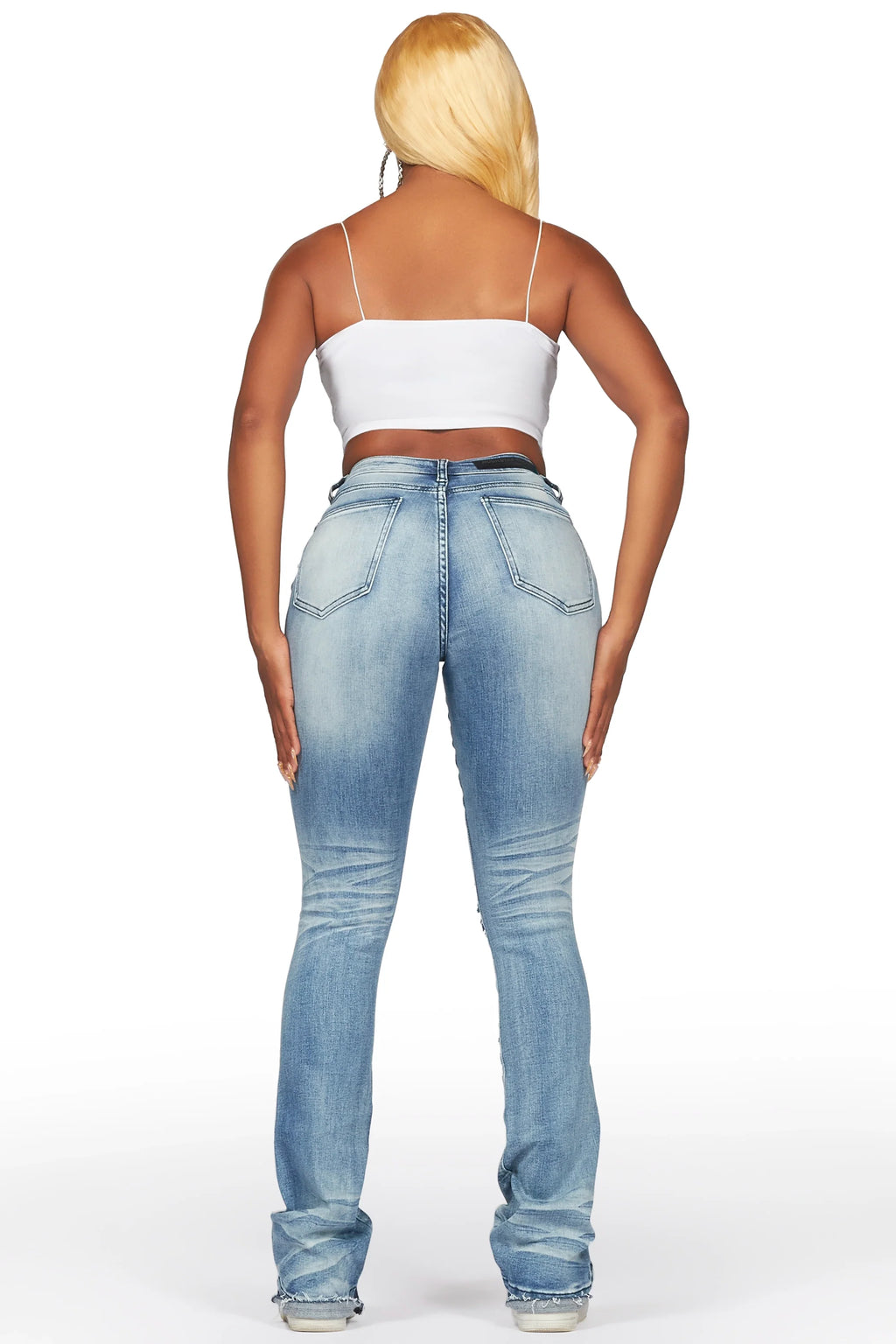 Leilany Light Wash Stacked Flare Jean