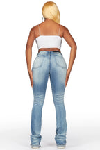 Leilany Light Wash Stacked Flare Jean