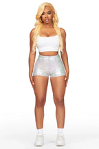 Marnita Reflective Silver PU Short