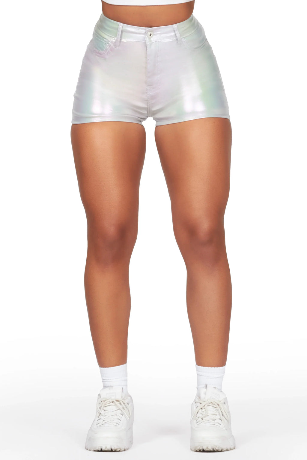 Marnita Reflective Silver PU Short
