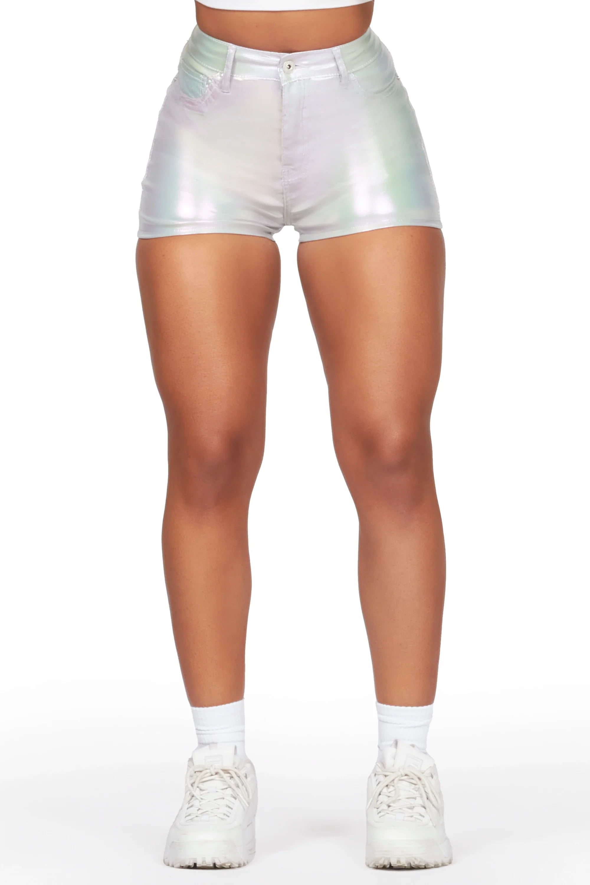 Marnita Reflective Silver PU Short