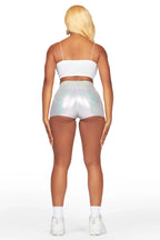 Marnita Reflective Silver PU Short