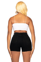 Teaunna Black Distressed Denim Short