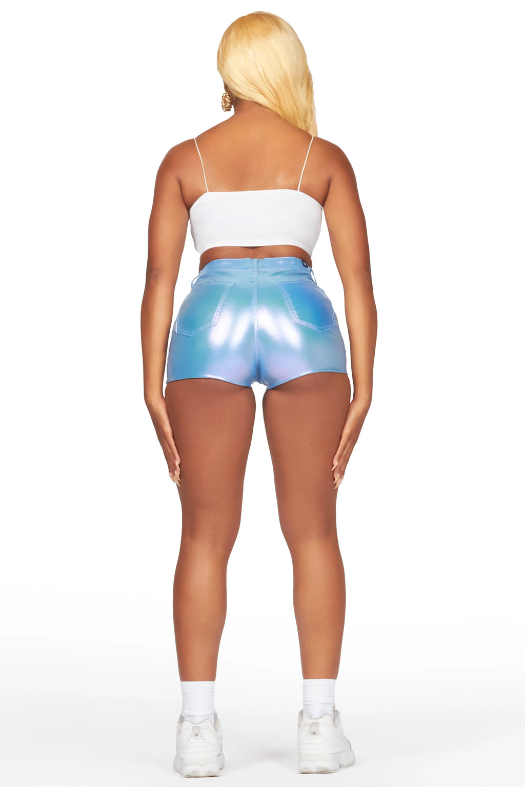 Marnita Reflective Blue PU Short