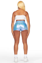Marnita Reflective Blue PU Short
