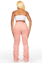 Melany Pink Stacked Flared Jean
