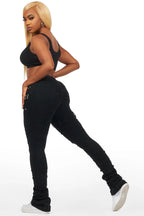 Vicky Black Rhinestone Super Stacked Jean