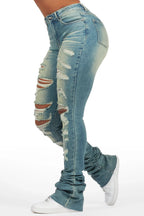 Teyja Light Wash Distressed Super Stacked Jean