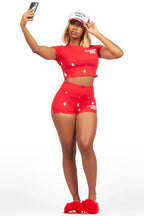 Tatyana Red Fur Slides